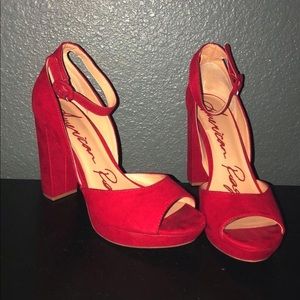 red chunky heels